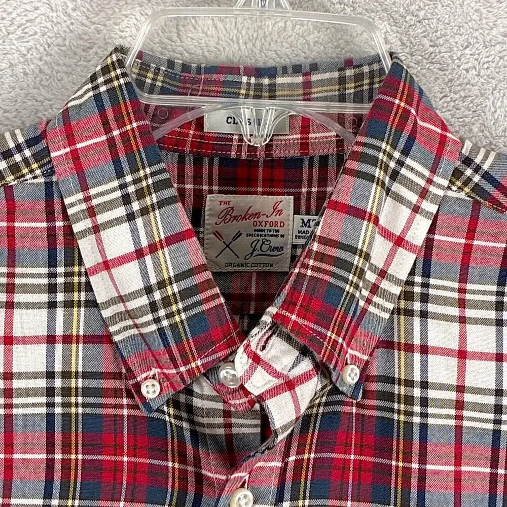 J.Crew Shirt Mens M Tall Red White Plaid Broken In Oxford Preppy Heritage OCBD